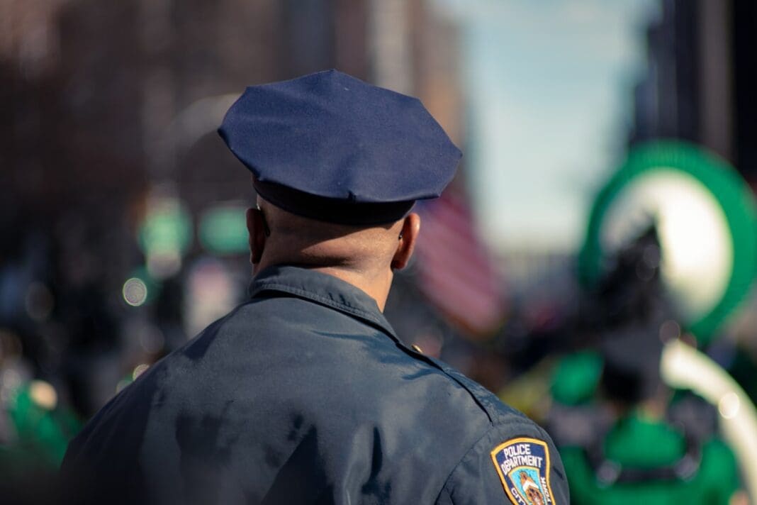 Policeman watching the St Patrick's parade