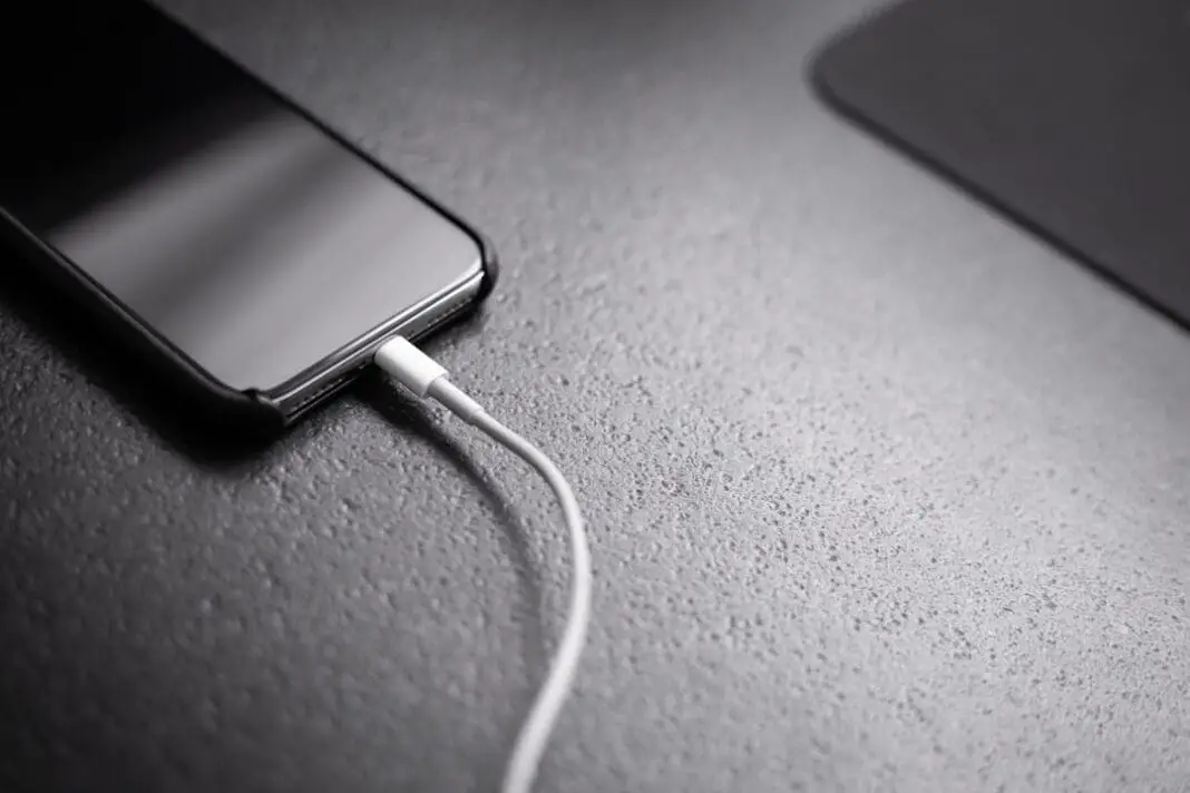 Phone connect to a charger.