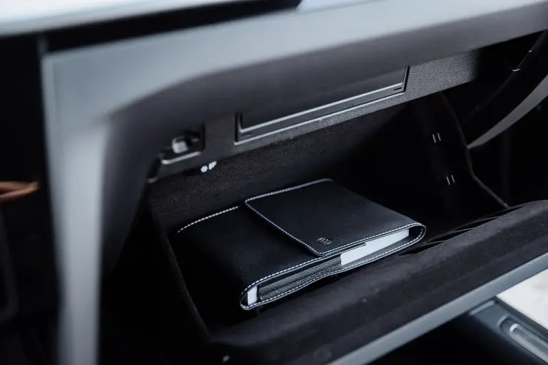 Vinnitsa, Ukraine - January 22, 2024 : Volkswagen Arteon glove compartment owner's manual storage