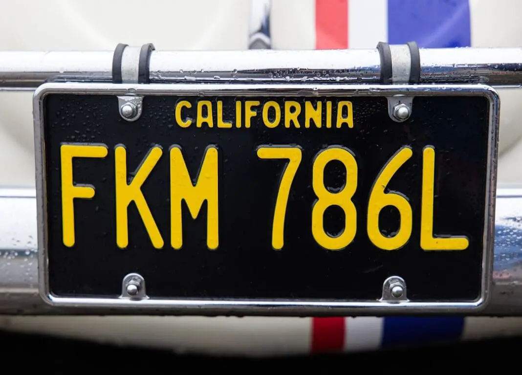 A california license plate displaying 